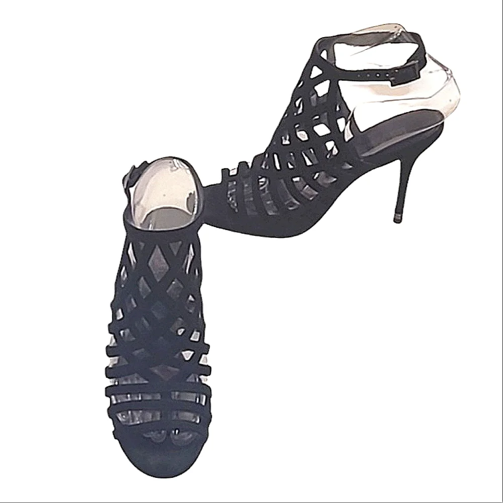 Michael Kors Trinity Ankle Strap Cage Sandal Suede Stiletto Slingback High Heel